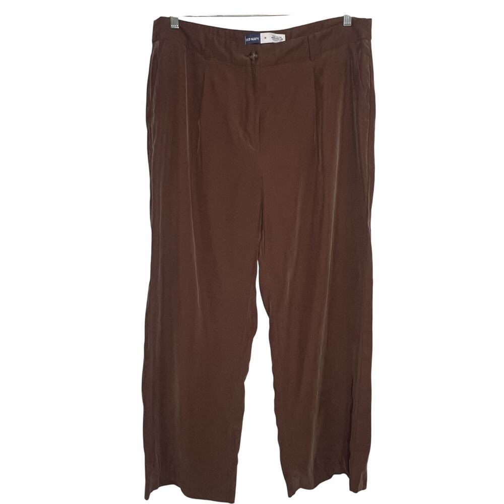 Old Navy Womens Size 18 Extra High Rise Super Wide Leg Pants Brown Rayon Trouser